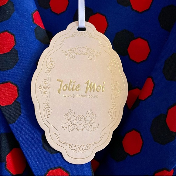 NWT- Jolie Moi Polka Ratette Dress, Blue Size 18 - Picture 6 of 10